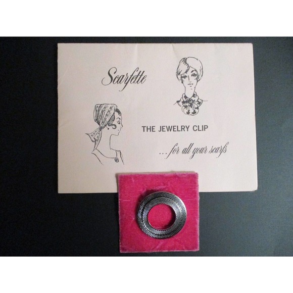 Lieba Jewelry - Vintage Mid-Century Lieba Scarfette Jewelery Clip Original Tag & Instructions